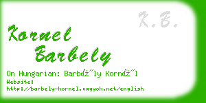 kornel barbely business card